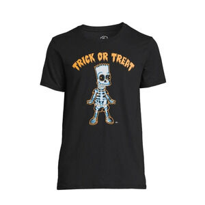 Simpsons Halloween Men's Size Large Bart Tricks Graphic Tee Shirt Trick Or Treat